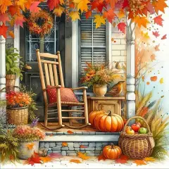14x14 Inch - Autumn Chair Diamond Art Painting Kits for Adults