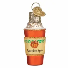 Old World Christmas 2.0 Inch Mini Pumpkin Spice Latte Christmas Tree Ornament , Gumdrops Collection Fall Drink Orange