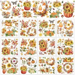 12 Sheet Pumpkin Floral Fall Rub on Transfer for Crafts