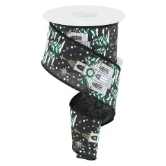 2.5" Winter Church Ribbon: Black (10 Yards)