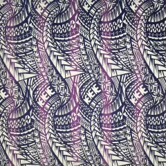 1 Yard Traditional Polynesian Tattoo Muslin Cotton Fabric 36 Inches L x 60 Inches W Violet & Purple