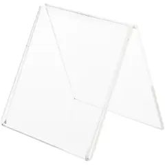 Plymor Clear Acrylic Folded A-Frame Holder for 1 Sign or Photo, 3.5" H x 3.5" W x 3" D