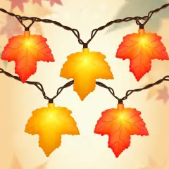 LED Fall String Lights Orange Yellow Leaf Lights