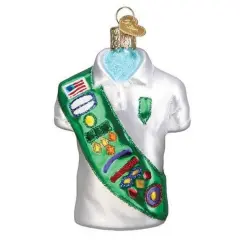 Old World Christmas 3.75 In Girl Scout Uniform Christmas Tree Ornament , Cookies Badges Ornament White