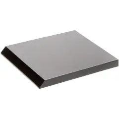 Plymor Black Acrylic Square Display Base (Angled-Front for Label), 4" W x 4" D x 0.375" H