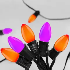 25FT Orange Purple C7 LED Halloween String Lights Outdoor