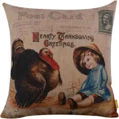 Vintage Thanksgiving Day Burlap Cushion Covers Pillow Case (CC861)