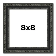 Square Antique Black Picture Frame - UV Acrylic, Foam Board Backing, Hanging Hardware