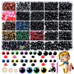 1100PCS Safety Eyes and Noses, Amigurumi Safety Eyes for Crocheting, Colorful Doll Crochet Eyes with Washers for Plush Animal, Crochet Toy, Stuffed Doll and Teddy Bear (Various Sizes)