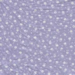 4&times;2 Yummy Rib Knit Ditsy Floral Print Fabric, Soft Stretch 87% Polyester 13% Spandex 58/60&Prime; Wide LAVENDER