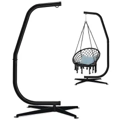Best Choice Products Metal Hanging Hammock C-Stand for Chair/ Weather-Resistant Finish, Offset Base - Stand Only Black