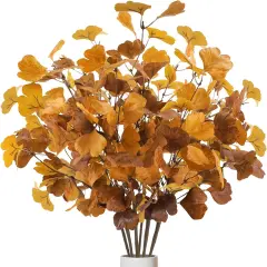 6 Pcs Artificial Fall Ginkgo Leaves Stems
