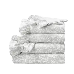 Soft Fabric 6-Piece Ruffle Floral Bedding Sheet Set Polyester