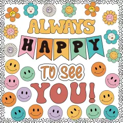 63 Pcs Groovy Bulletin Board Decorations Set