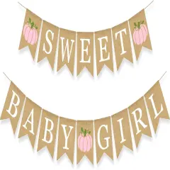 Sweet Pumpkin Baby Shower Banner Fall Theme Welcome Girl Burlap
