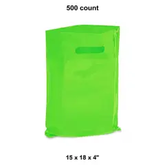 Die Cut Handle Bags for 15 x 18 x 4" for Lime Green