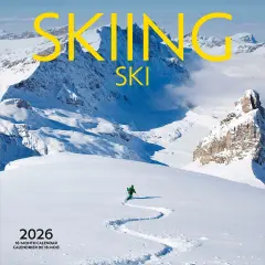 Skiing | 2026 12 x 24 Inch (Hanging) Monthly Square Wall Calendar | English/French Bilingual