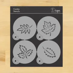 Brush Stroke Leaves Stencil Set | C1013 by Designer Stencils | Cookie Decorating Tools | Baking Stencils for Royal Icing, Airbrush, Dusting Powder | Reusable Plastic Food Grade Stencil for Cookies | Easy to Use & Clean Cookie Stencil