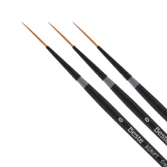 Creative Mark Beste Golden Taklon Script Liner #0 - 3 Pack Artist Paint Brush, Professional Watercolor Brushes, For Acrylic Painting, Short Handle, Sharp Edges, Hand-Tied & Shaped