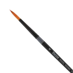 Creative Mark Beste Golden Taklon Nadel Round, #6 Artist Paint Brush, Professional Watercolor Brushes, For Acrylic Painting, Short Handle, Sharp Edges, Hand-Tied & Shaped