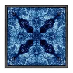 Stupell Industries Blue Mosaic Motif Framed Floater Canvas Wall Art Design by El Perkin