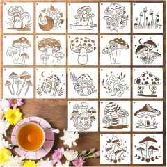 20 Pieces Mushrooms Stencils Template - 5.1"
