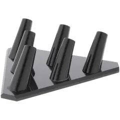 Plymor Black Acrylic Ring Finger Display, Six, 5.5" W x 5" D x 1.75" H