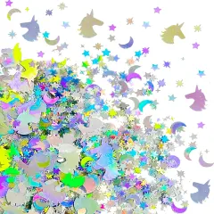 Sparkling Star Foil Confetti - Unicorn Moon Star Table Confetti