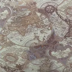 Antique Atlas Designer Printed AIDA Fabric. Canvas for embroidery with an applied backgroundKF-1345A