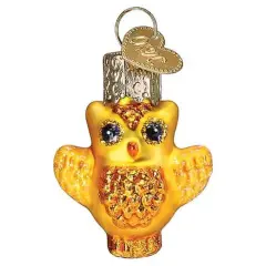Old World Christmas 1.75 In Mini Halloween Owl Halloween Tree Ornament , Wisdom Bird Gold