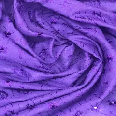 1 Yard Purple Medium Eyelet Fabric with Soft Texture and Double Border, 41/42 Inches Wide