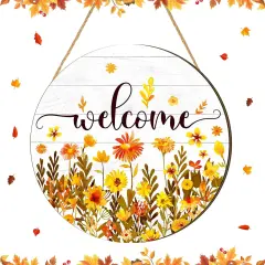 Fall Floral Sign for Front Door(Brown,Orange,Yellow)