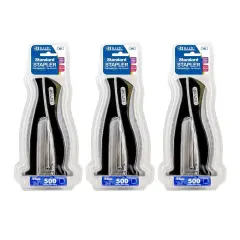 Stand-Up Standard (26/6) Full Strip Stapler with 500 Staples, Pack of 3