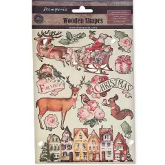 Stamperia Colored Wooden Shapes A5-Pink Christmas