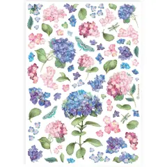 Stamperia Rice Paper Sheet A4-Hortensia