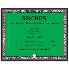 Arches Aquarelle Cold Pressed Watercolor Block 11"X14"- 140lb, 20 Sheets