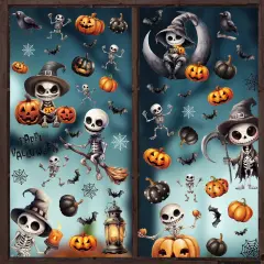 8 Sheet Spooky Skeleton Halloween Window Clings