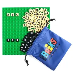 Strictly Briks AlphaBriks, MathBriks, and 10x10 Green Baseplate, 200 Pieces, 2x2 Alphabet Letter and Number Bricks, Easy to Remove, Fun and Educational Tool, 100% Compatible with All Major Brands Multicolor