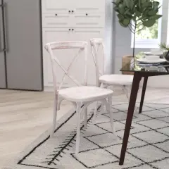 Merrick Lane Bardstown X-Back Bistro Style Wooden High Back Dining Chair Lime Wash