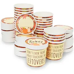 Sparkle and Bash 24 Pack Thanksgiving Leftover Containers with Lids, 12 oz Kraft Paper To-Go Cups for Hot and Cold Food, Disposable Fall Food Containers for Soups, Sides, and Desserts Brown