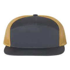 Richardson&reg; Seven Panel Trucker Cap Charcoal/Gold