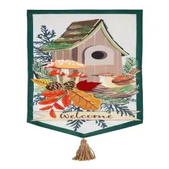 Fall Woodland Birdhouse 2 Sided Long Garden Flag