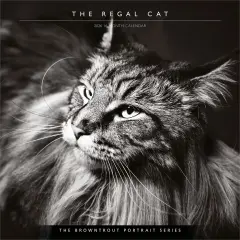 The BrownTrout Portrait Series: The Regal Cat | 2026 12 x 24 Inch (Hanging) Monthly Square Wall Calendar | Plastic-Free