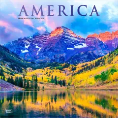 America | 2026 12 x 24 Inch (Hanging) Monthly Square Wall Calendar | Foil Stamped Cover | Plastic-Free