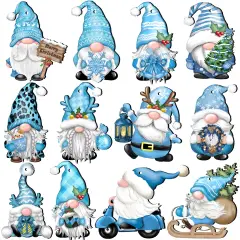 24 Pieces Christmas Gnome Wooden Hanging Ornaments, Wood Decor for Tree Decoration, Santa Doll Craft, Elf Party Supplies (Xmas-Gnomes-C)