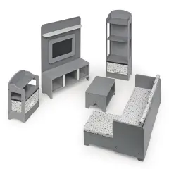 Badger Basket Media Room Furniture Set for 18 inch Dolls - Gray/White