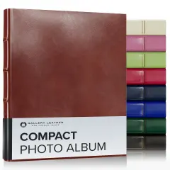 Gallery Leather Compact Photo Album 4x6-3 Ring Binder Photo Album, 60 Pages for 120 Photos, Fillable, Can Fit 4x6 Photos, Handcrafted Acadia tan