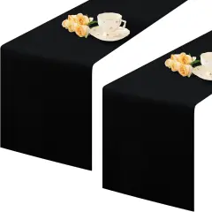 2 Pack Black Table Runner 12 x 60 Inch Solid Color Farmhouse Runners Coffee Table Dresser for Daily Party Home Decoration