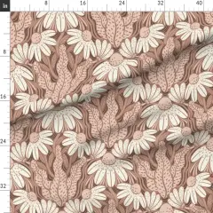 Various Fabrics by the Yard or Fat Quarter Whimsical Floral Retro Blossom Earth Tone Daisy Dots Leaves Daisies Garden Large Scale Custom Printed Fabric by Spoonflower