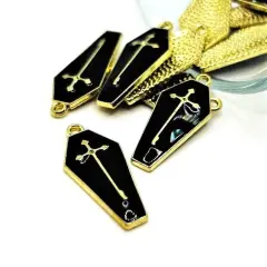 Black and Gold Vampire Coffin Charms, 26x12mm